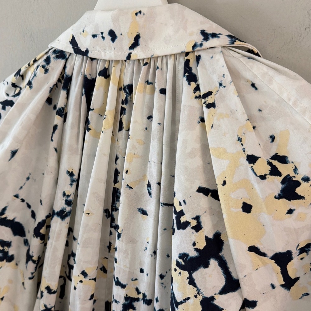 3.1 Phillip Lim Womens Large White Abstract Ink Blot Cotton Lantern‎ Shirt Dress - Picture 6 of 13